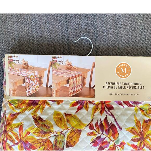 New with Tags Martha Stuart Reversible Fall, Foliage ,Leaves Table Runner - Picture 2 of 8